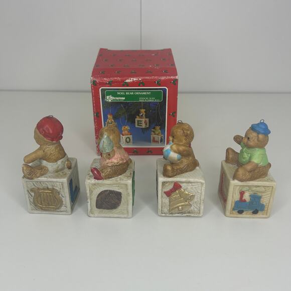Vintage Noel Bear Ornament Set of 4 with Original Box Christmas Around the World - Picture 5 of 8